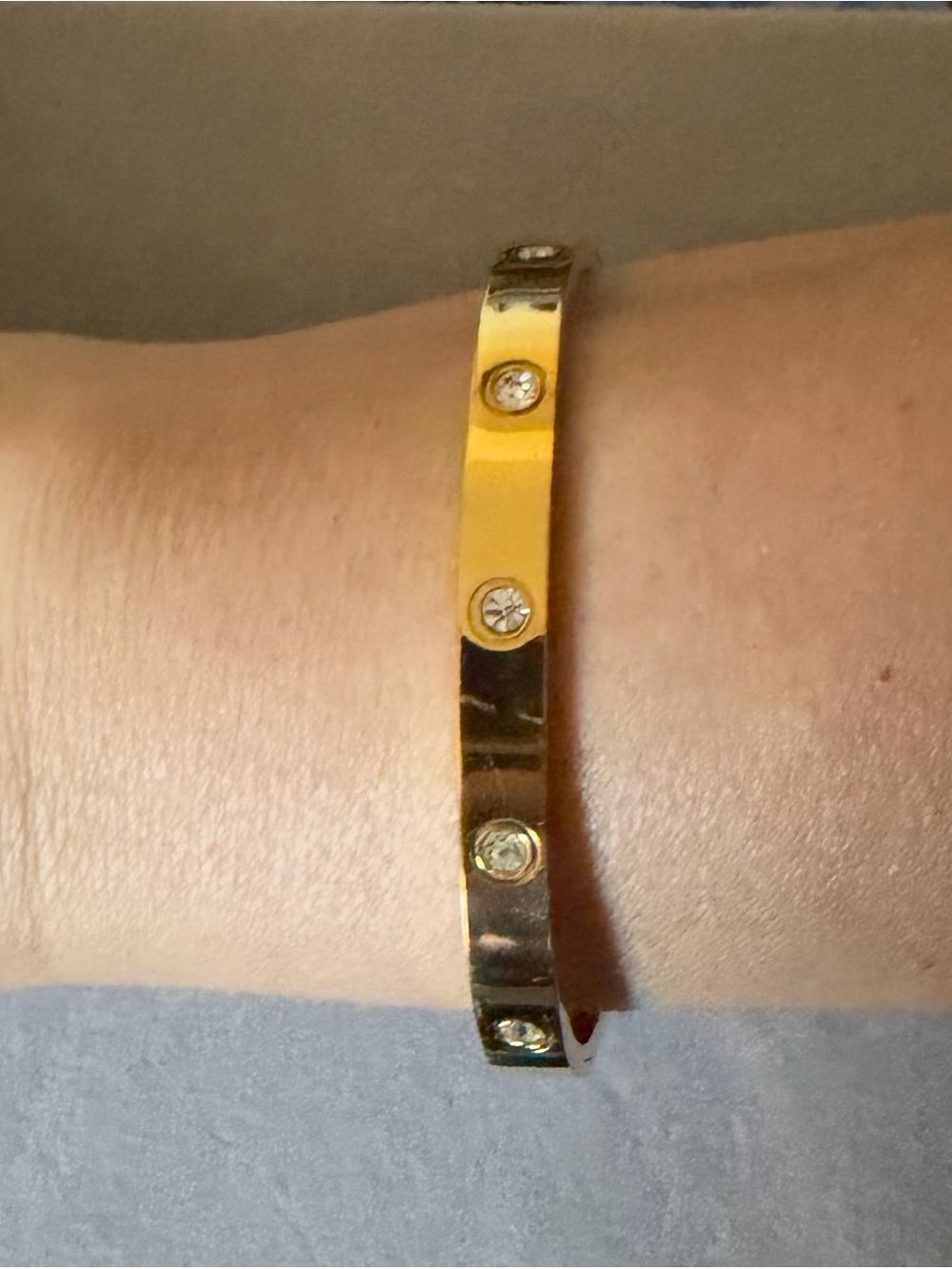 Gold Crystal Accent Bangle Bracelet - Women Jewelry